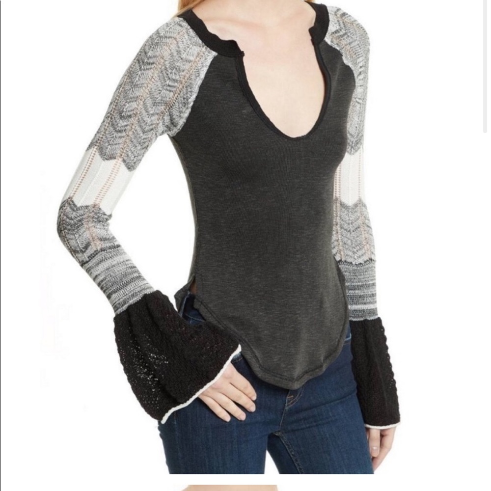 We the free knit bell sleeve top
